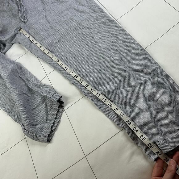J. Jill Pants Womens Large Blue White Love Linen Micro Stripe Relaxed Coastal - Picture 10 of 12
